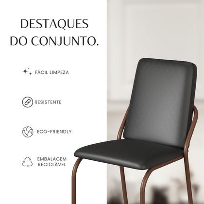 Imagem de Conjunto Sala de Jantar Mesa 120x90cm Base Pérola Tampo Mdf Malibu