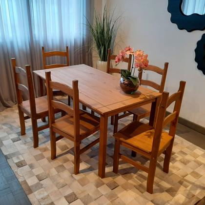 Conjunto Sala de Jantar Mesa 150x80 cm 6 Cadeiras Madeira Marin Brasil Imagem de Conjunto Sala de Jantar Mesa 150x80 cm 6 Cadeiras Madeira Marin Brasil