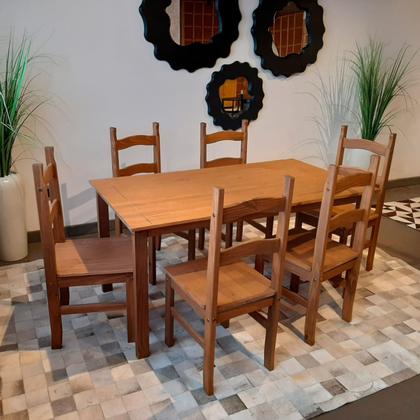 Conjunto Sala de Jantar Mesa 150x80 cm 6 Cadeiras Madeira Marin Brasil Imagem de Conjunto Sala de Jantar Mesa 150x80 cm 6 Cadeiras Madeira Marin Brasil