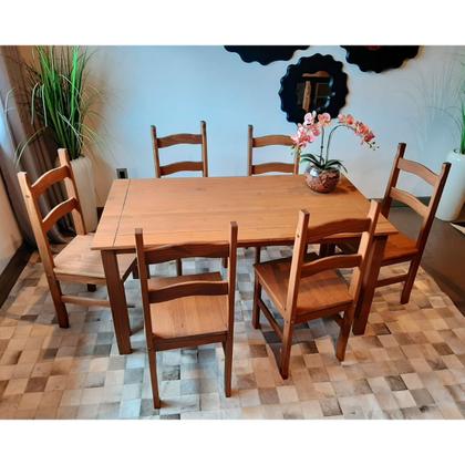 Conjunto Sala de Jantar Mesa 150x80 cm 6 Cadeiras Madeira Marin Brasil Imagem de Conjunto Sala de Jantar Mesa 150x80 cm 6 Cadeiras Madeira Marin Brasil