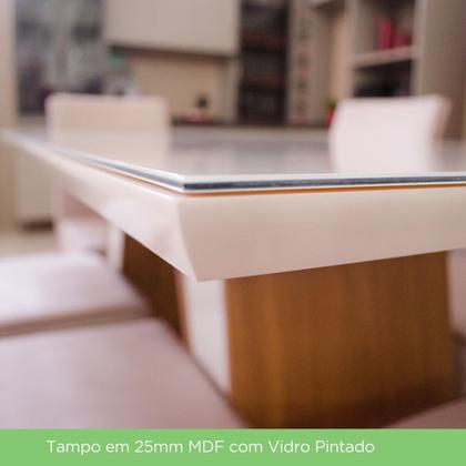 Imagem de Conjunto Sala de Jantar Mesa 160 Cm Tampo MDF com Vidro 6 Cadeiras Lupita Casa 812