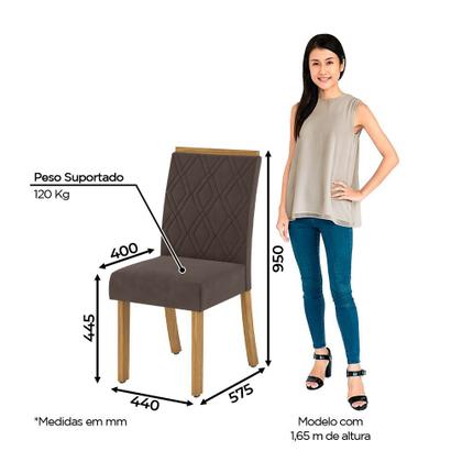 Imagem de Conjunto Sala de Jantar Mesa 160 Cm Tampo MDF com Vidro 6 Cadeiras Lupita Casa 812