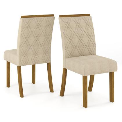 Imagem de Conjunto Sala de Jantar Mesa 160 Cm Tampo MDF com Vidro 6 Cadeiras Lupita Casa 812