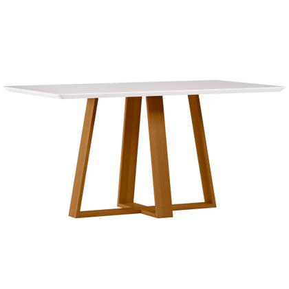 Imagem de Conjunto Sala de Jantar Mesa 1,60m com 6 Cadeiras Lectus Ypê/Off White/Ja02 - New Ceval