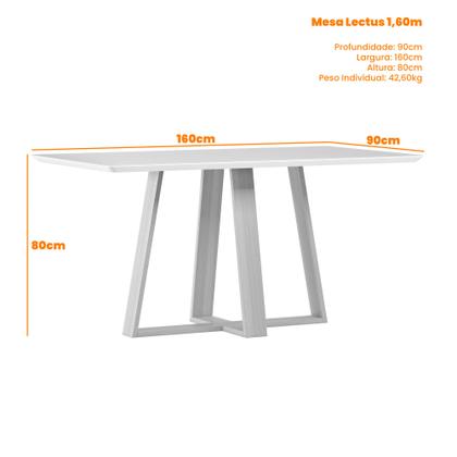 Imagem de Conjunto Sala de Jantar Mesa 1,60m com 6 Cadeiras Lectus Ypê/Off White/Ja02 - New Ceval