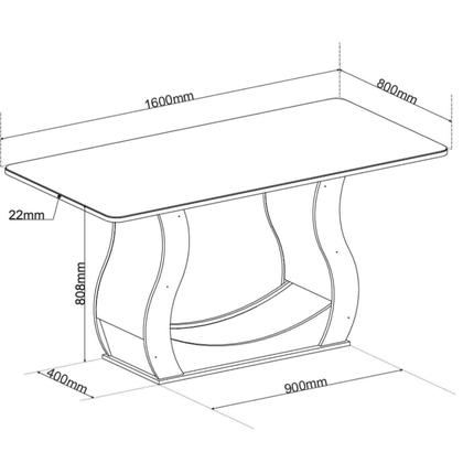 Imagem de Conjunto Sala de Jantar Mesa 160x80cm Tampo com Vidro 6 Cadeiras Inspirare