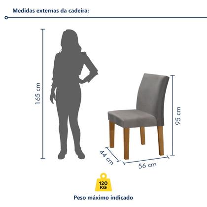 Imagem de Conjunto Sala de Jantar Mesa 160x80cm Tampo Mdf com 6 Cadeiras Espanha Yescasa