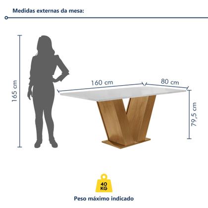 Imagem de Conjunto Sala de Jantar Mesa 160x80cm Tampo Mdf com 6 Cadeiras Espanha Yescasa