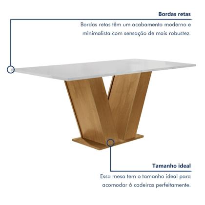 Imagem de Conjunto Sala de Jantar Mesa 160x80cm Tampo Mdf com 6 Cadeiras Espanha Yescasa