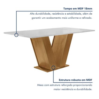 Imagem de Conjunto Sala de Jantar Mesa 160x80cm Tampo Mdf com 6 Cadeiras Espanha Yescasa