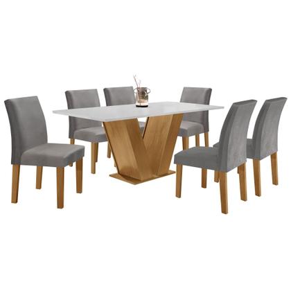 Imagem de Conjunto Sala de Jantar Mesa 160x80cm Tampo Mdf com 6 Cadeiras Espanha Yescasa