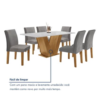 Imagem de Conjunto Sala de Jantar Mesa 160x80cm Tampo Mdf com 6 Cadeiras Espanha Yescasa