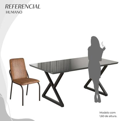 Imagem de Conjunto Sala de Jantar Mesa 160x90cm Base Império Tampo Mdf Laca com Vidro Malibu