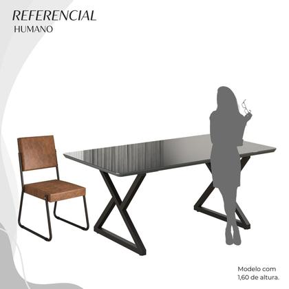 Imagem de Conjunto Sala de Jantar Mesa 160x90cm Base Império Tampo Mdf Laca com Vidro Napoli