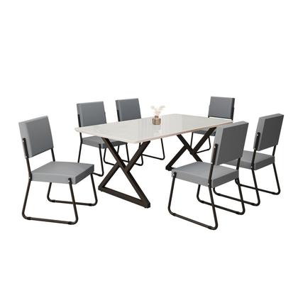 Imagem de Conjunto Sala de Jantar Mesa 160x90cm Base Império Tampo Mdf Laca com Vidro Napoli