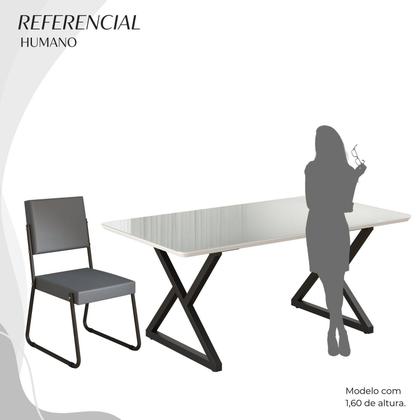 Imagem de Conjunto Sala de Jantar Mesa 160x90cm Base Império Tampo Mdf Laca com Vidro Napoli