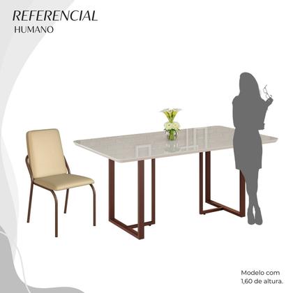 Imagem de Conjunto Sala de Jantar Mesa 160x90cm Base Lunna Tampo Mdf com Vidro Malibu