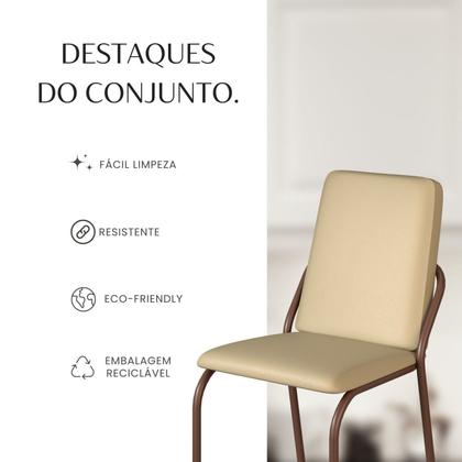 Imagem de Conjunto Sala de Jantar Mesa 160x90cm Base Lunna Tampo Mdf com Vidro Malibu