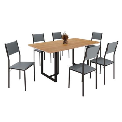 Imagem de Conjunto Sala de Jantar Mesa 160x90cm Base Lunna Tampo Mdf Florença