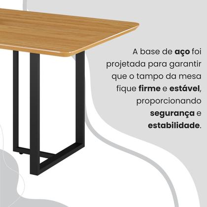 Imagem de Conjunto Sala de Jantar Mesa 160x90cm Base Lunna Tampo Mdf Florença
