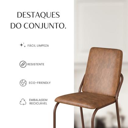 Imagem de Conjunto Sala de Jantar Mesa 160x90cm Base Lunna Tampo Mdf Laca com Vidro Malibu