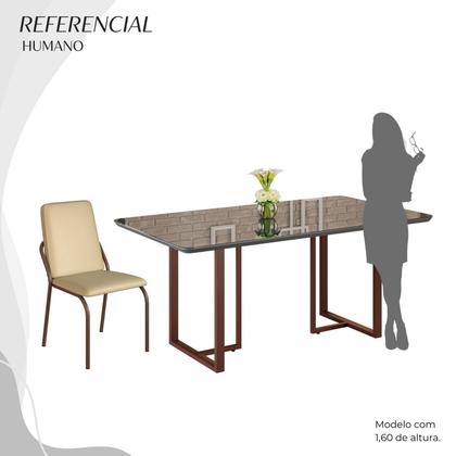 Imagem de Conjunto Sala de Jantar Mesa 160x90cm Base Lunna Tampo Mdf Laca com Vidro Malibu