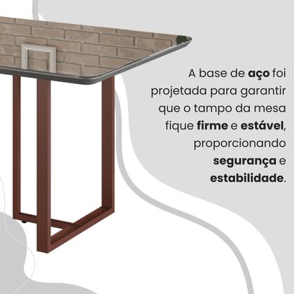 Imagem de Conjunto Sala de Jantar Mesa 160x90cm Base Lunna Tampo Mdf Laca com Vidro Malibu