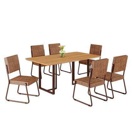 Imagem de Conjunto Sala de Jantar Mesa 160x90cm Base Lunna Tampo Mdf Napoli