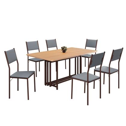 Imagem de Conjunto Sala de Jantar Mesa 160x90cm Base Pérola Tampo Mdf Florença