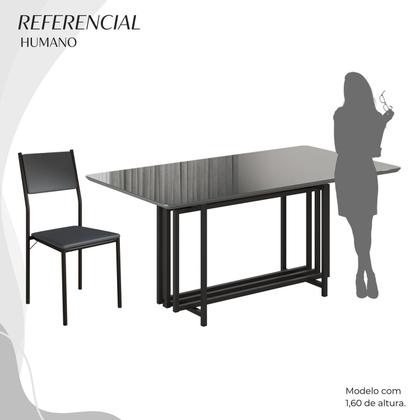 Imagem de Conjunto Sala de Jantar Mesa 160x90cm Base Pérola Tampo Mdf Laca com Vidro Florença