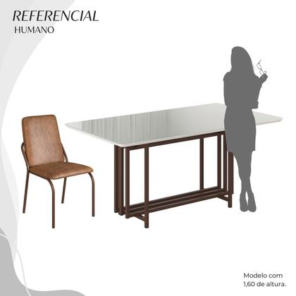 Imagem de Conjunto Sala de Jantar Mesa 160x90cm Base Pérola Tampo Mdf Laca com Vidro Malibu