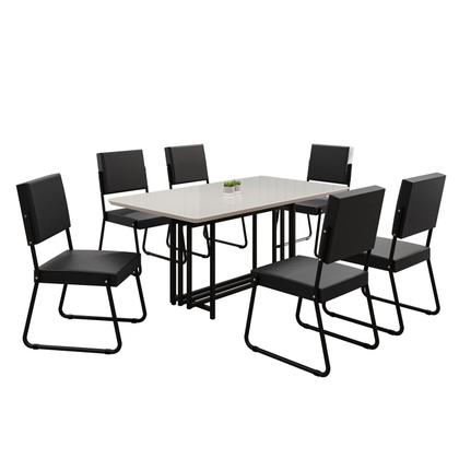 Imagem de Conjunto Sala de Jantar Mesa 160x90cm Base Pérola Tampo Mdf Laca com Vidro Napoli