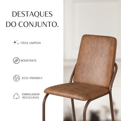 Imagem de Conjunto Sala de Jantar Mesa 160x90cm Base Pérola Tampo Mdf Malibu