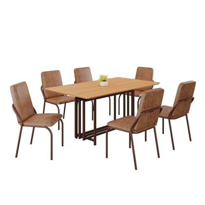 Imagem de Conjunto Sala de Jantar Mesa 160x90cm Base Pérola Tampo Mdf Malibu