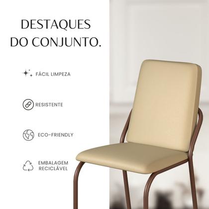 Imagem de Conjunto Sala de Jantar Mesa 160x90cm Base Pérola Tampo Mdf Malibu