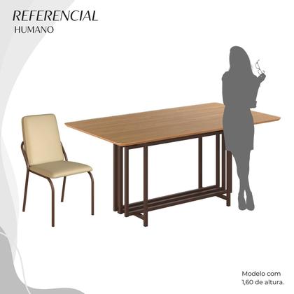 Imagem de Conjunto Sala de Jantar Mesa 160x90cm Base Pérola Tampo Mdf Malibu