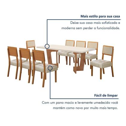 Imagem de Conjunto Sala de Jantar Mesa 180cm com 8 Cadeiras Liz