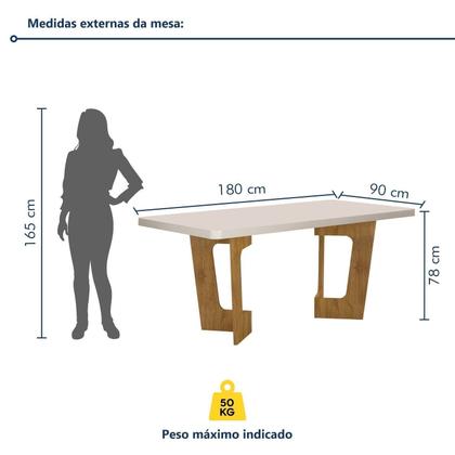 Imagem de Conjunto Sala de Jantar Mesa 180cm com 8 Cadeiras Liz