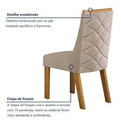 Imagem de Conjunto Sala de Jantar Mesa 180cm Tampo de 2,5cm com 6 Cadeiras Aurora