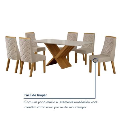 Imagem de Conjunto Sala de Jantar Mesa 180cm Tampo de 2,5cm com 6 Cadeiras Aurora