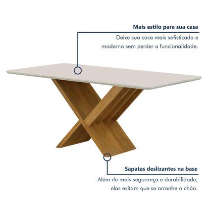 Imagem de Conjunto Sala de Jantar Mesa 180cm Tampo de 2,5cm com 6 Cadeiras Aurora