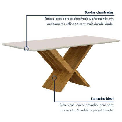 Imagem de Conjunto Sala de Jantar Mesa 180cm Tampo de 2,5cm com 6 Cadeiras Aurora