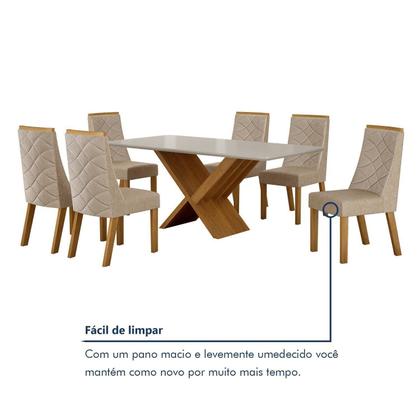 Imagem de Conjunto Sala de Jantar Mesa 180cm Tampo de 2,5cm com 6 Cadeiras Aurora