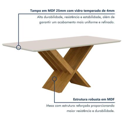 Imagem de Conjunto Sala de Jantar Mesa 180cm Tampo de 2,5cm com 6 Cadeiras Aurora