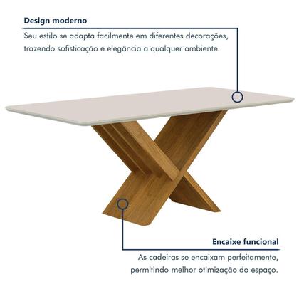 Imagem de Conjunto Sala de Jantar Mesa 180cm Tampo de 2,5cm com 6 Cadeiras Aurora