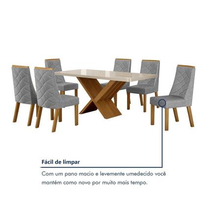 Imagem de Conjunto Sala de Jantar Mesa 180cm Tampo de 4,0cm com 6 Cadeiras Aurora