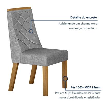Imagem de Conjunto Sala de Jantar Mesa 180cm Tampo de 4,0cm com 6 Cadeiras Aurora
