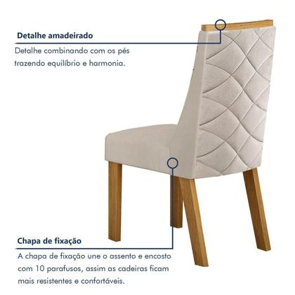 Imagem de Conjunto Sala de Jantar Mesa 180cm Tampo de 4,0cm com 6 Cadeiras Aurora