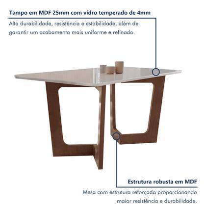 Imagem de Conjunto Sala de Jantar Mesa 8 Cadeiras Vidro e MDF Nápoles Genova Chocolate/Off White/Veludo Bege Escuro