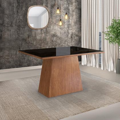 Imagem de Conjunto Sala De Jantar Mesa 90X120Cm T Vidro Com 4 Cadeiras Madeira Maciça Tecido Joli